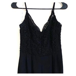 Wide leg pant Romper with sleeveless Lace top